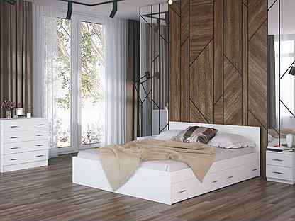 Кровать Амелина с ящиками белая всех размеров