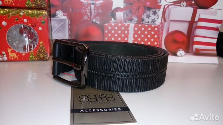 Ремень кожаный мужской Corsa Como черного цвета