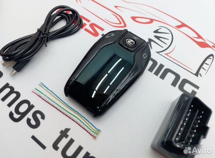 Смарт ключ Lexus дизайн BMW черный с экраном