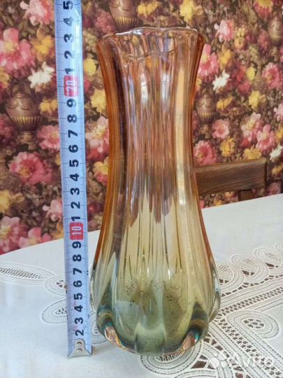 Вазы СССР цветное стекло и хрусталь