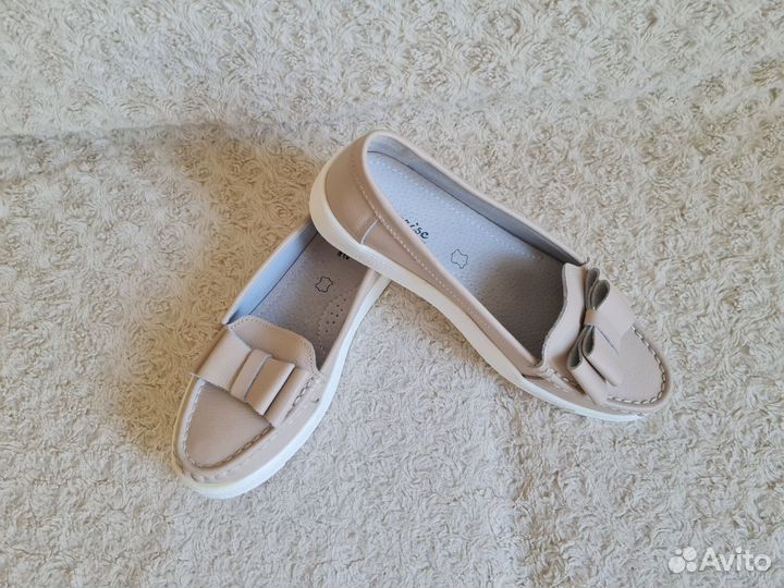 Новые мокасины женские на танкетке 37, кожаные