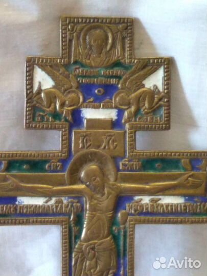 Крест латунный с эмалью 19й век