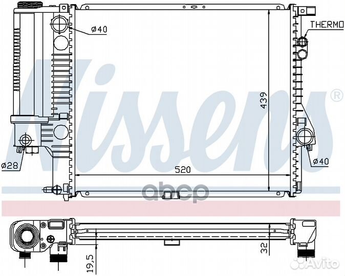 Радиатор двс BMW 520I-523I-328I AUT. 95- 60607A