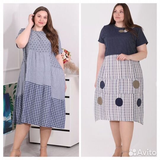 Платье большой размер хлопок/лен 56/62