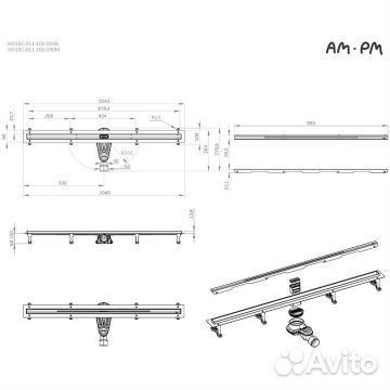 Трап Am.Pm MasterFlow 100см матовый сталь