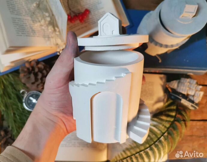 Кашпо подсвечник из гипса