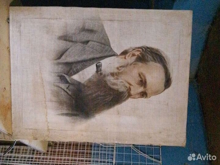 Портрет Энгельса советских лет, печать на ткани