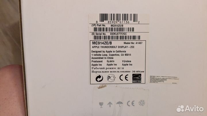 Монитор apple thunderbolt display 27 a1407