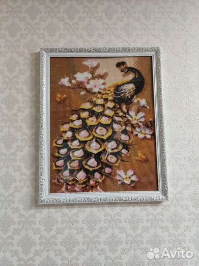 Картина (алмазная вышивка 3D), оформлена в рамку