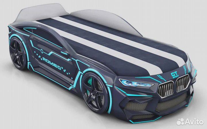 Детская Кровать машинка Romeo-M неон