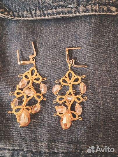 Серьги из фриволите и бисера