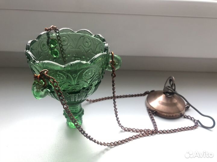 Лампада подвесная, стекло царское