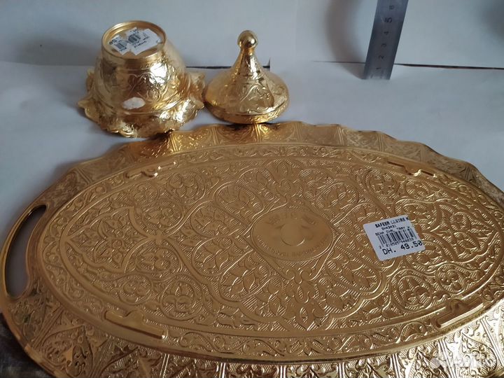 Поднос, сахарница, металл, позолота