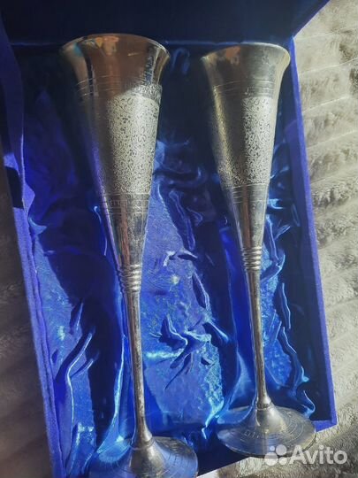 Фужеры, покрытие - серебро, в велюровом кейсе