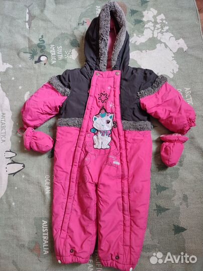 Комбинезон зимний 80-86 +шапка - шлем