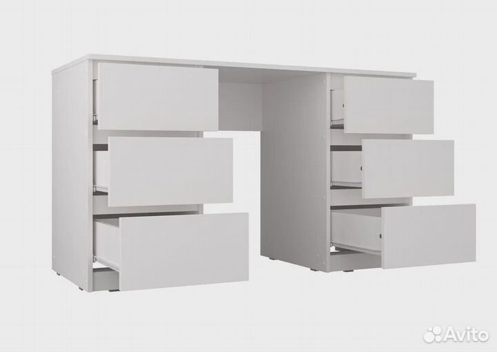 Стол письменный с ящиками белый