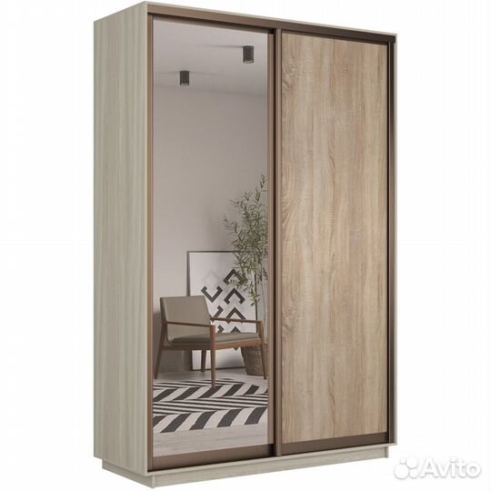 Шкаф-купе 2-дверный шкаф Оптим Двери Зеркало Бронз