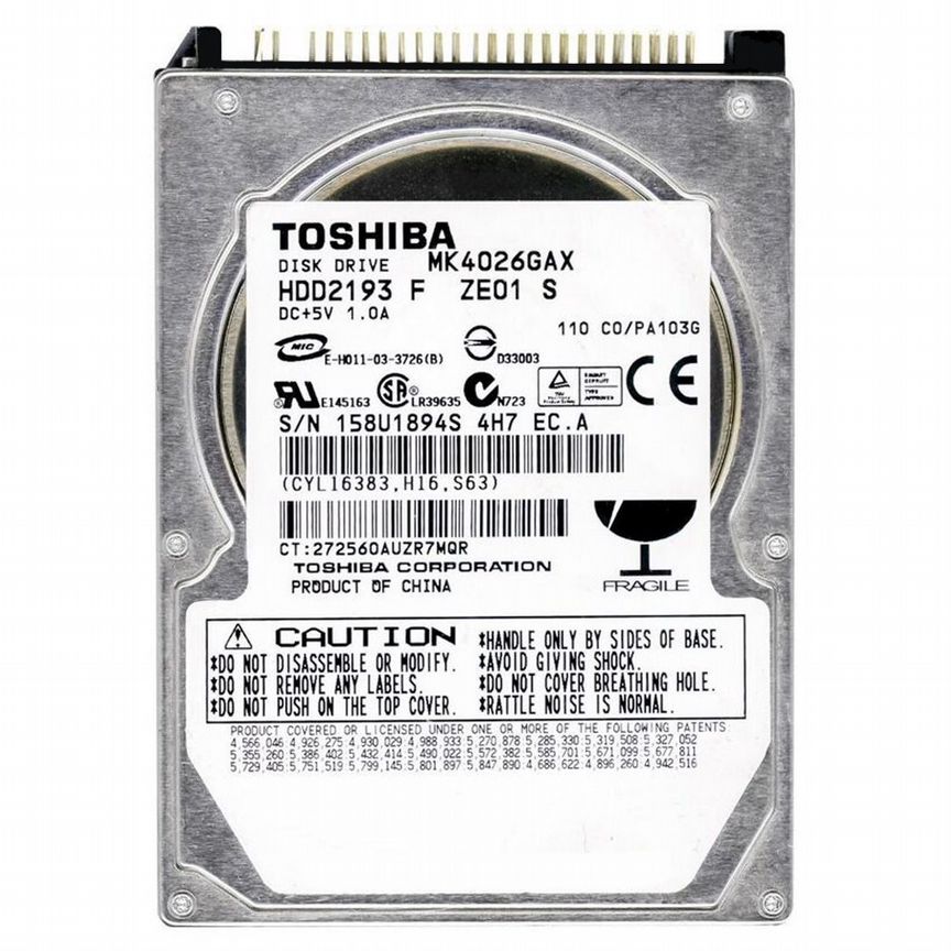 [MK4026GAX] Жесткий Диск Toshiba 40gb Ide 2,5" Mk4026gax