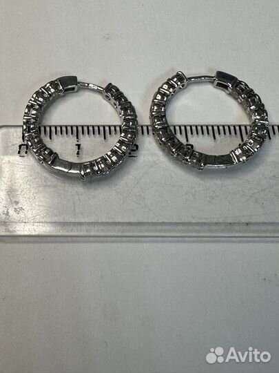 Золотые серьги конго с бриллиантами