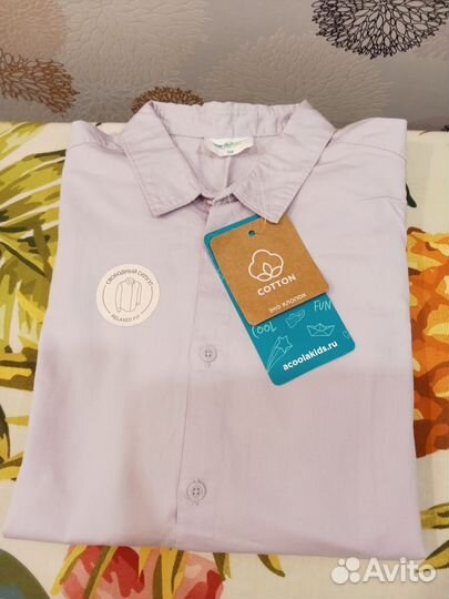 Новая сиреневая рубашка acoola 158см