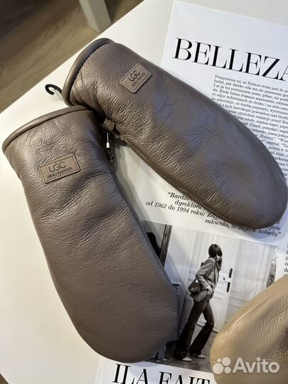 Рукавички кожа новые стильные теплые варежки