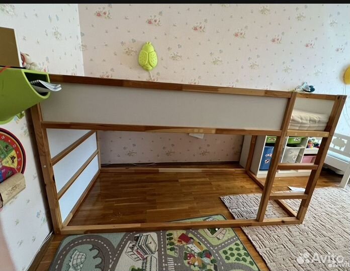 Кровать-чердак Икеа Кюра двухьярусная с матрасом