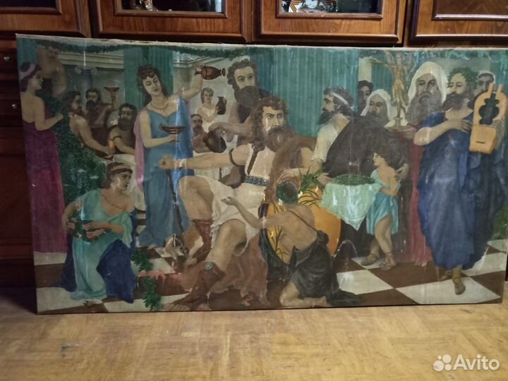 Старинная картина холст масло Рим