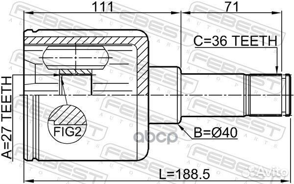 ШРУС внутренний левый 26X40X36 ford transit FY