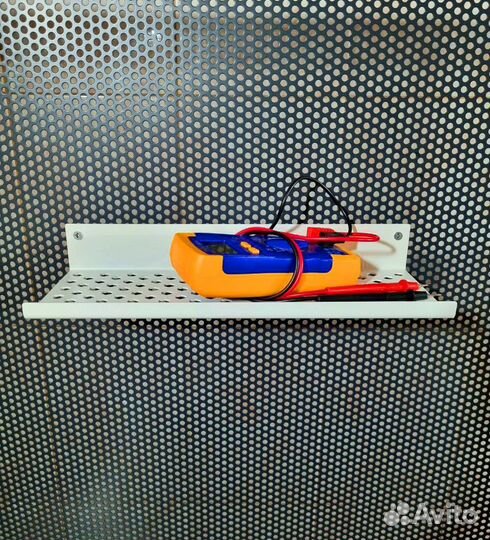 Полочка 100 мм для ванной, прихожей, гаража, мастерской металлическая настенная белая лофт из листов