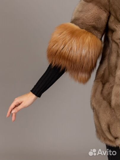 Шуба норковая 42 44 лиса воротник новая