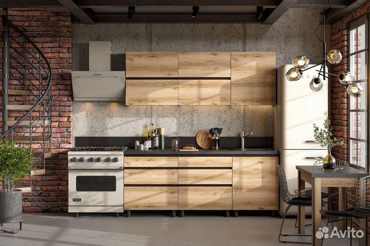 Кухня новая 2.0м стильная топ цельная столешница