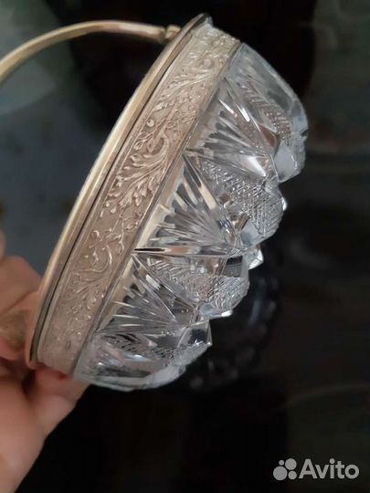 Конфетница хрусталь серебро *875