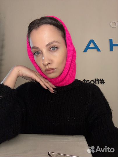 Шарф бактус вязаный из пуха норки косынка