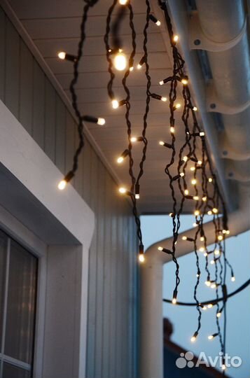 Гирлянда Уличная бахрома 100L LED 3х0,6м черн.пров