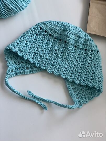 Чепчик летний ручная работа 0-3 мес