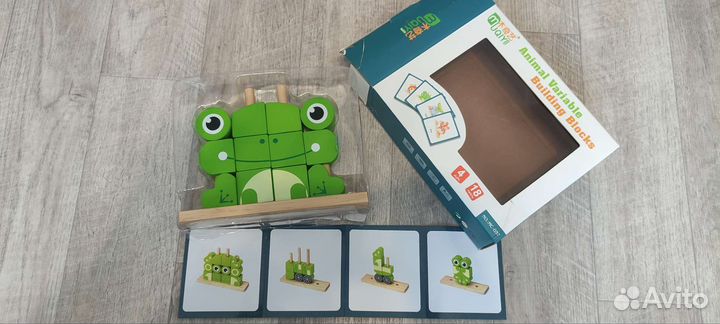 Деревянные блоки, пирамидка-конструктор Лягушка