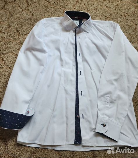 Белая школьная рубашка (для мальчика, рост 152 см)