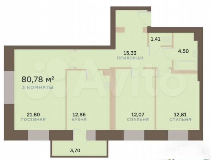 3-к. квартира, 82 м², 8/8 эт.