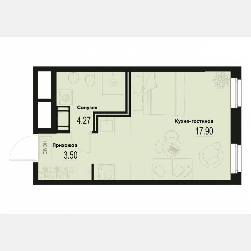 Квартира-студия, 25,7 м², 3/12 эт.