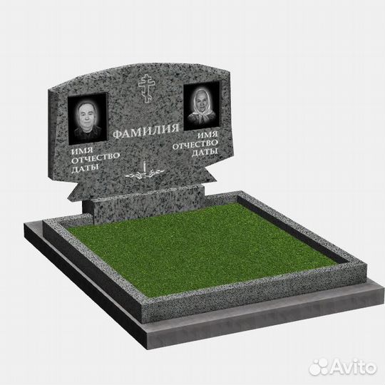 Памятник из серого гранита семейный