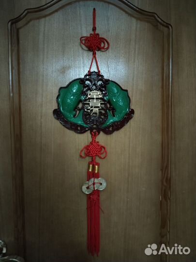 Панно рыбы нефрит Китай винтаж фэн-шуй