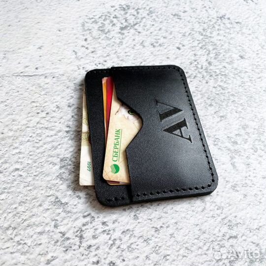 Престиж: Кожаный черный картхолдер/визитница для карт - стиль и качество в каждой детали
