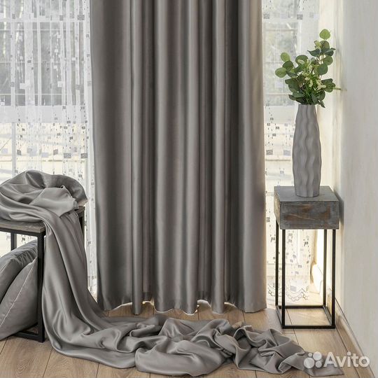 Шторы сатен Адора Хром готовые и на заказ