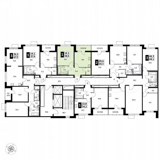 1-к. квартира, 38,5 м², 17/20 эт.