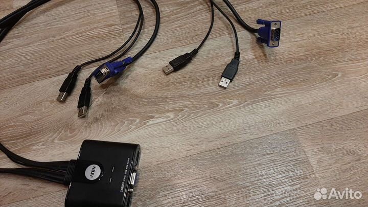 2х портовой кабельный USB KVM переключатель Aten