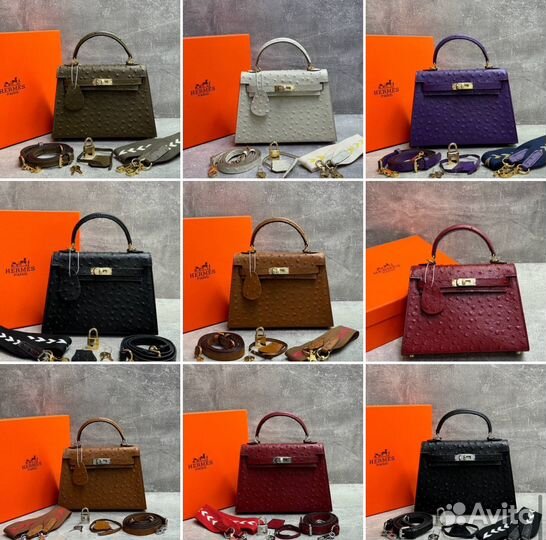 Сумка Hermes kelly страус