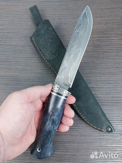 Нож Варан ламинированный дамаск карельская береза