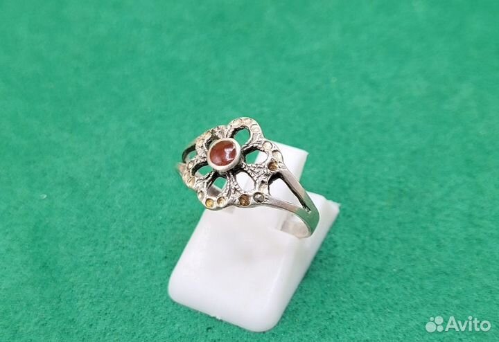Кольцо серебро 925 Звезда Цветок Эмаль Марказиты