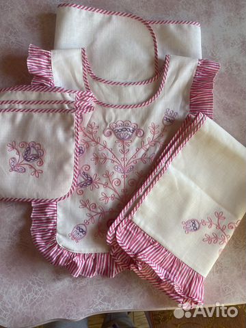 Кухонный комплект лен,фартук,полотенце,прихватки