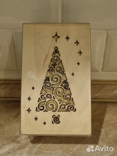 Шкатулка деревянная Елка